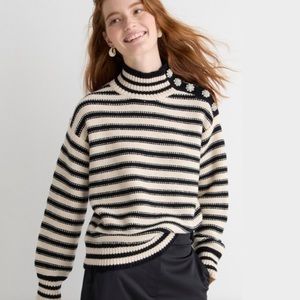 J.Crew Jewel Button Striped Sweater